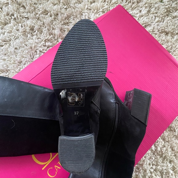 Catherine Malandrino black leather and suede riding boots - Picture 10 of 11